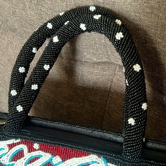 RARE Vintage SEED BEADED COCA COLA Top Handle Bag - Picture 3 of 15